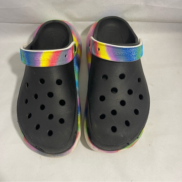 CROCS | Rainbow Wedge Platform Slip On Clog Size W10 M8 - Picture 10 of 10